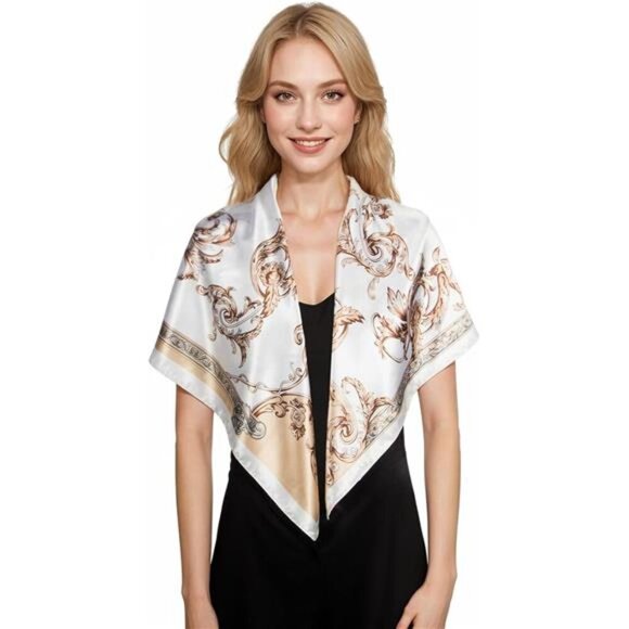 Silk Like Head Scarf for Women Satin Hair Scarf Square Neck Scarf 35 Inch - Picture 4 of 8